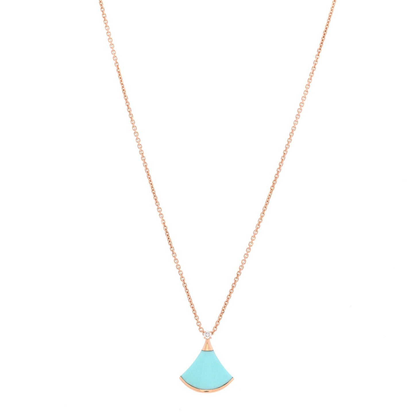 18K Rose Gold Diamond Turquoise Divas' Dream Pendant Necklace