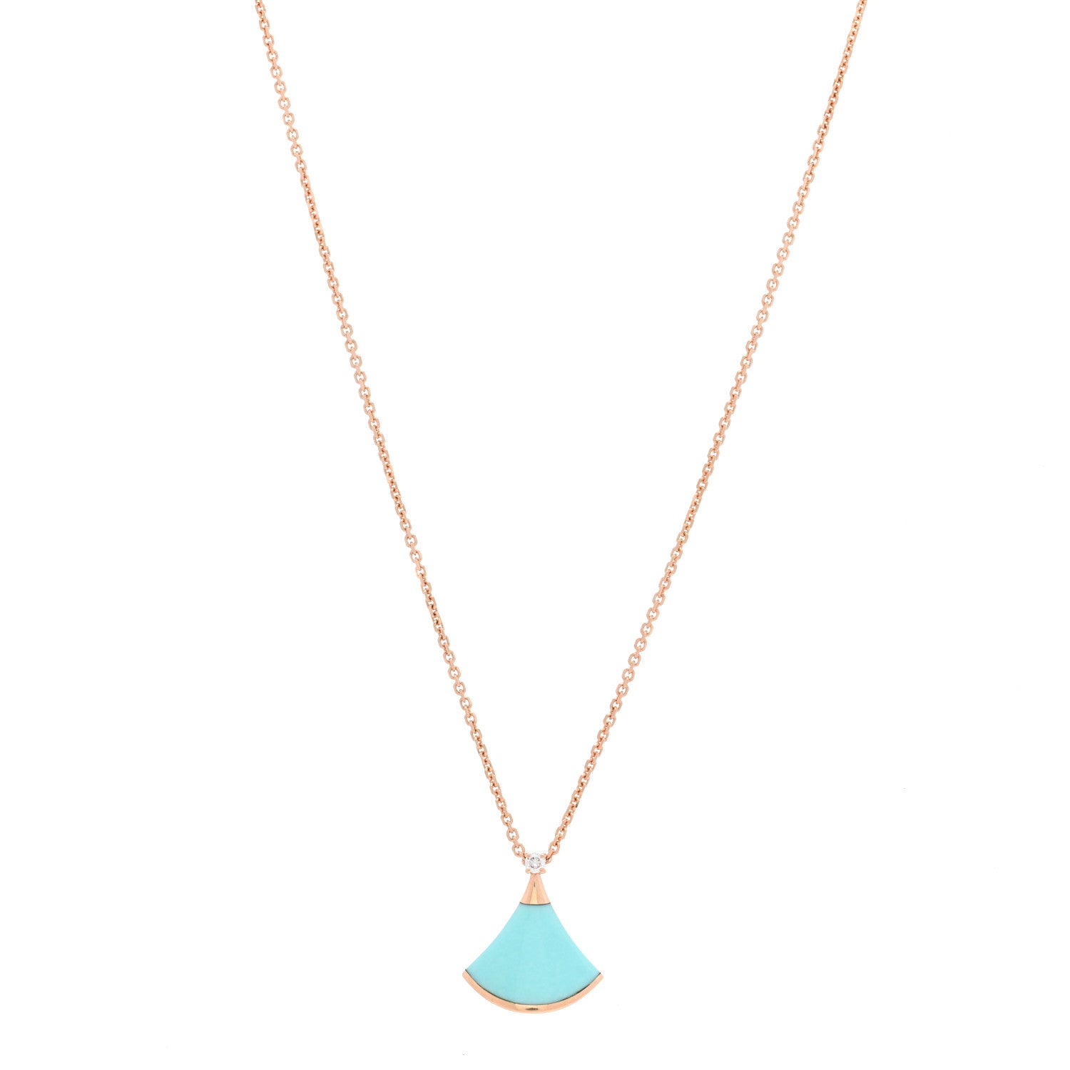 Bulgari 18K Rose Gold Diamond Turquoise Divas' Dream Pendant Necklace 1 of 4