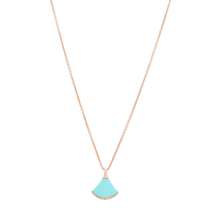 Bulgari 18K Rose Gold Diamond Turquoise Divas' Dream Pendant Necklace 1 of 4