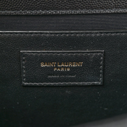 Saint Laurent Grain De Poudre Textured Mixed Matelasse Triquilt Medium Monogram Satchel Black 6 of 11