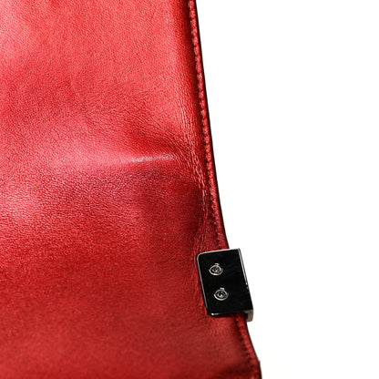 Chanel Metallic Patent Calfskin Quilted Medium Boy Flap Red 10 of 12