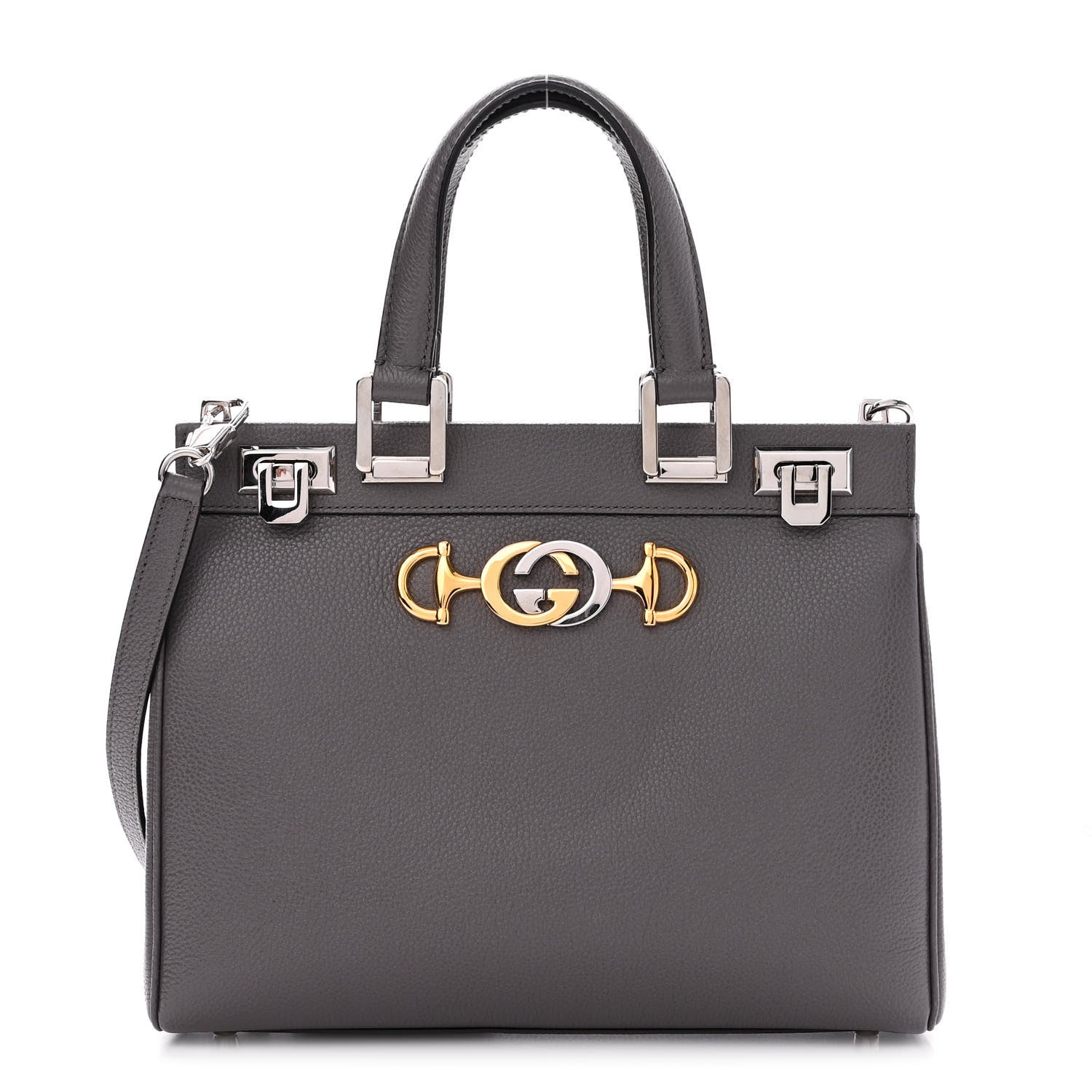 Gucci Grainy Calfskin Small Zumi Top Handle Bag Dusty Grey 1 of 16