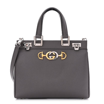 Gucci Grainy Calfskin Small Zumi Top Handle Bag Dusty Grey 1 of 16