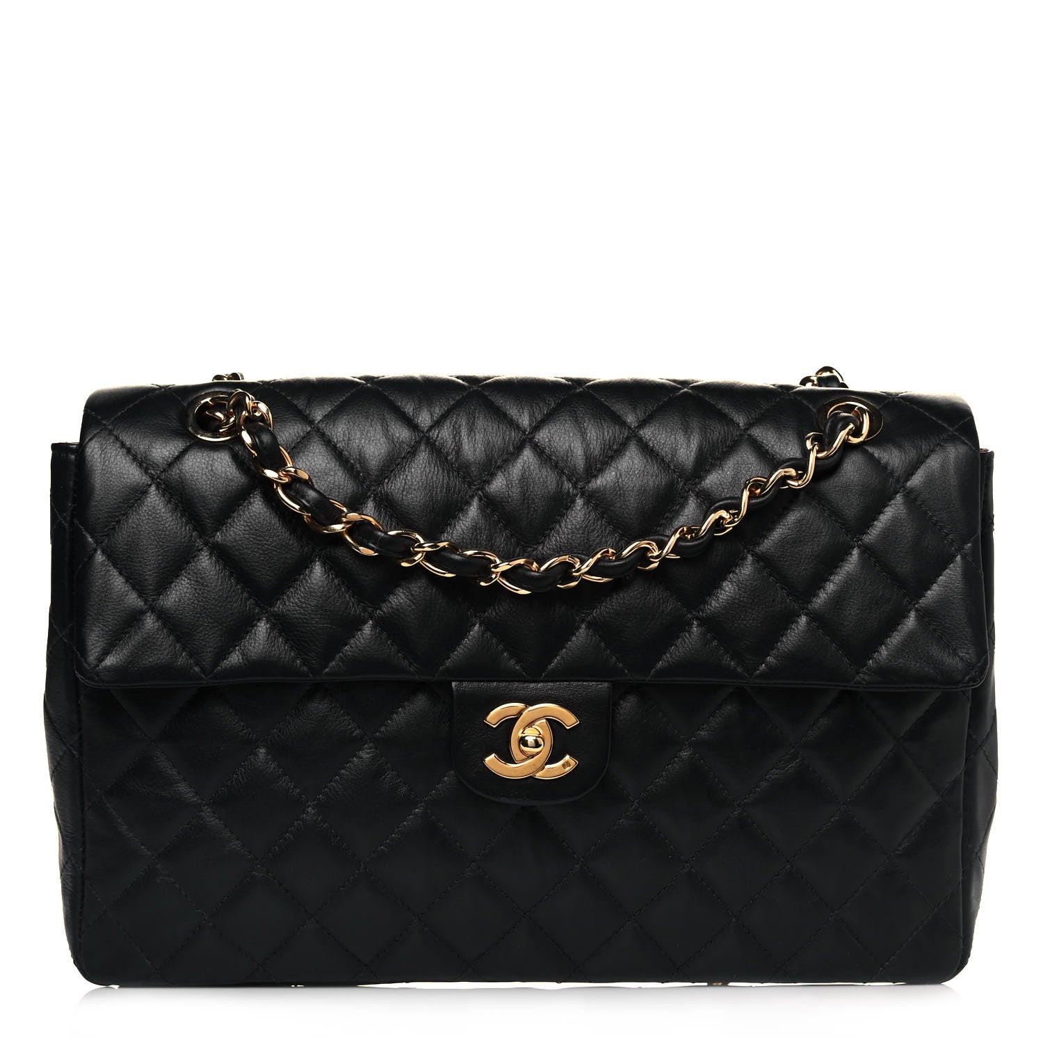 Chanel Lambskin Quilted Jumbo Single Flap Black 1 of 14