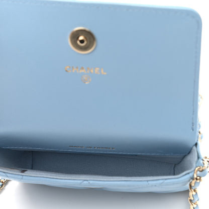 Chanel Lambskin Quilted Chain Around Coin Purse With Chain Light Blue 5 of 12
