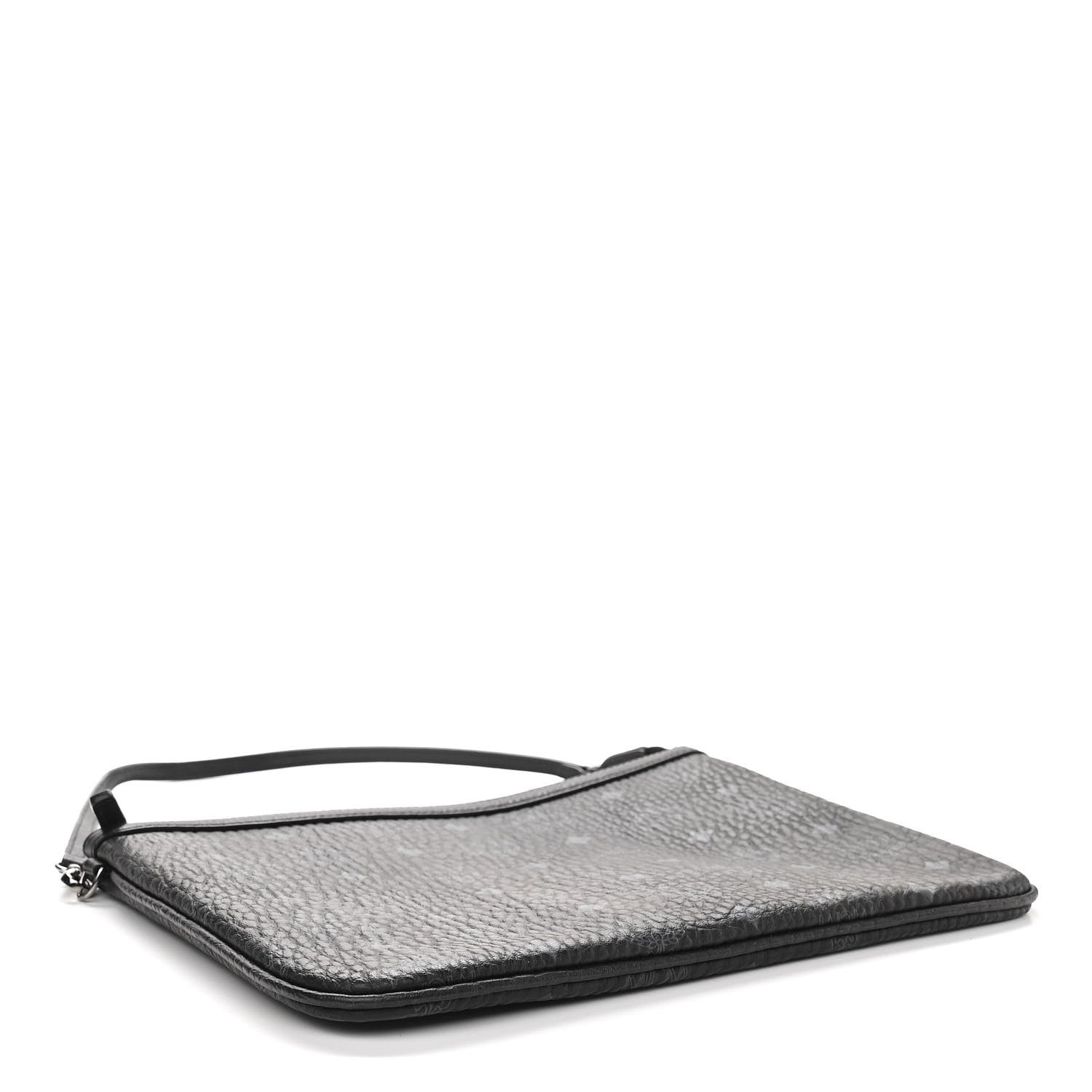 MCM Visetos Liz Shopper Tote Pouch Black 4 of 9