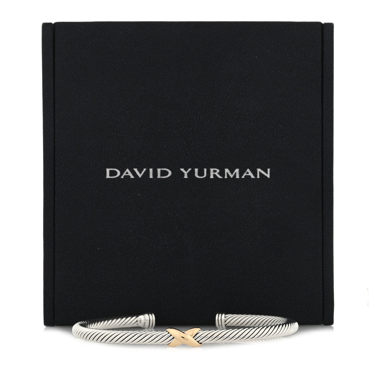 David Yurman Sterling Silver 18K Yellow Gold 4mm X Station Cable Bracelet 4 of 4