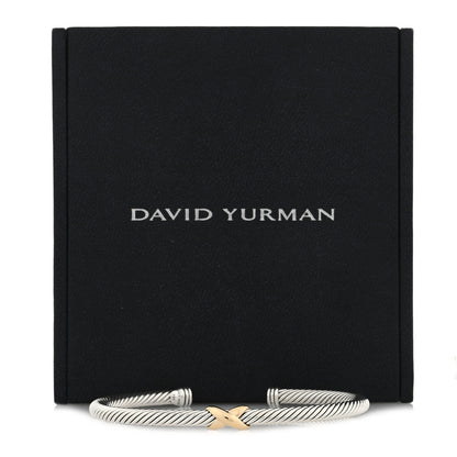 David Yurman Sterling Silver 18K Yellow Gold 4mm X Station Cable Bracelet 4 of 4
