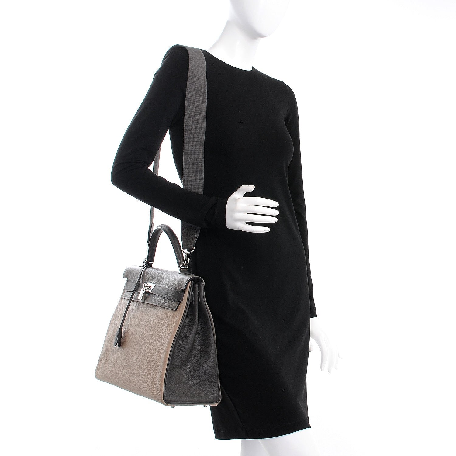 Hermes Togo Horseshoe Tri Color Kelly Retourne 40 Etain Gris Tourterelle Graphite 3 of 41