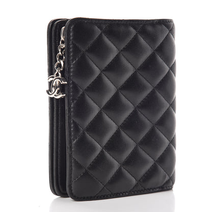 Chanel Lambskin Quilted Zip Around Coin Purse Wallet Black 3 of 10
