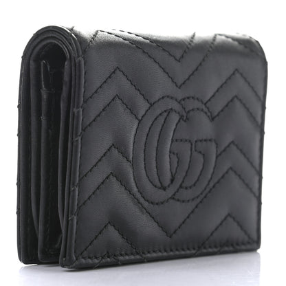 Gucci Calfskin Matelasse Cicada Stud GG Marmont Card Case Wallet Black 3 of 8