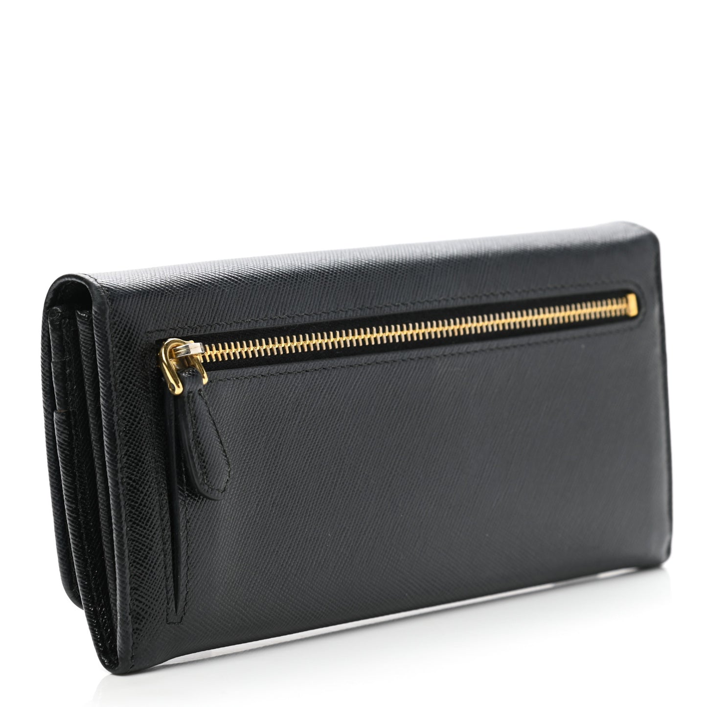 Saffiano Metal Continental Flap Wallet Black