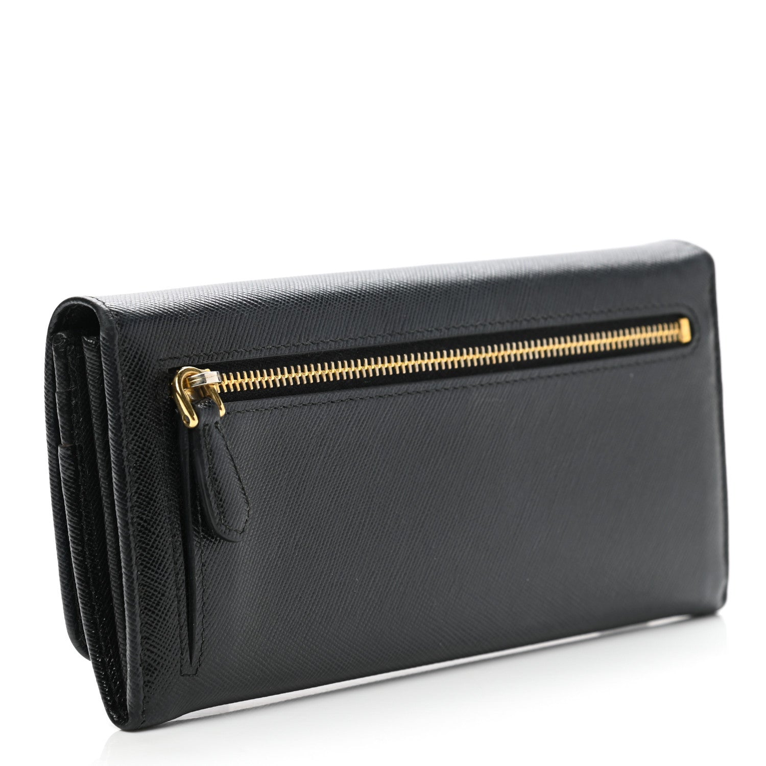 Prada Saffiano Metal Continental Flap Wallet Black 3 of 9