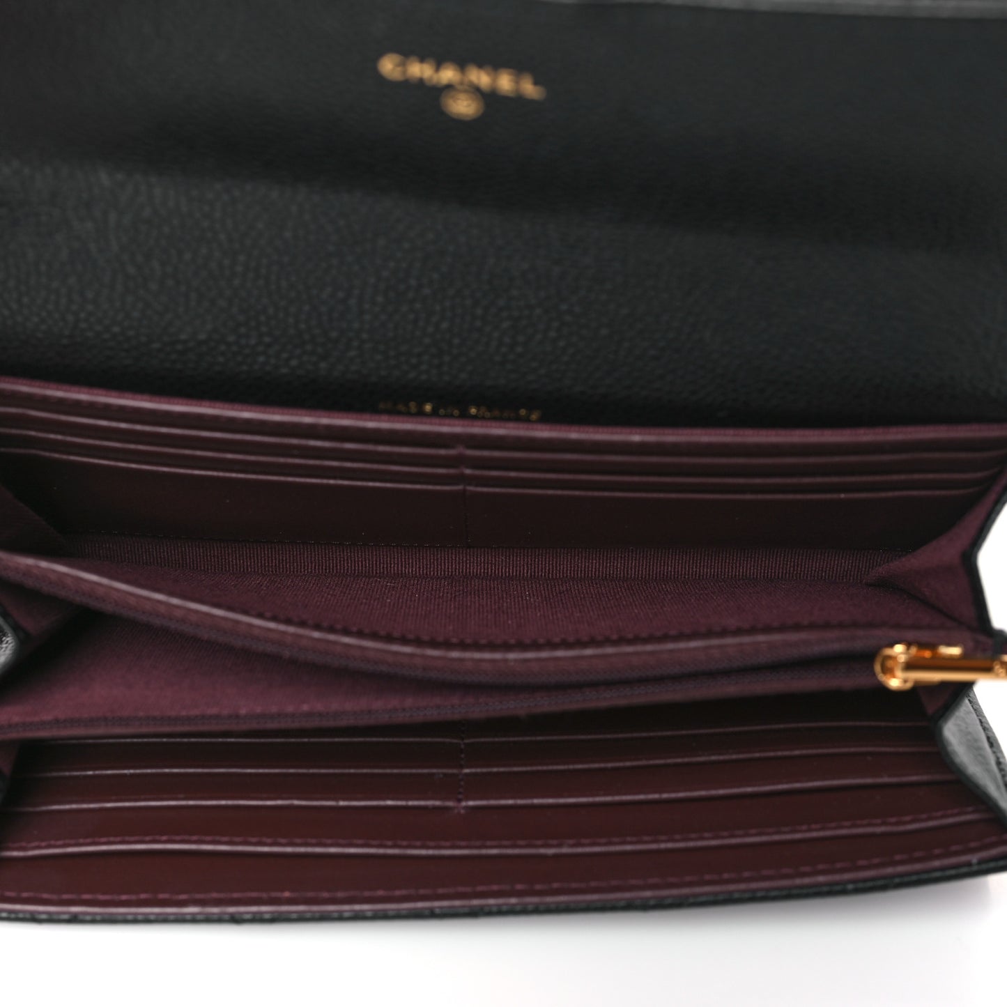 Caviar Quilted Long Flap Wallet Black