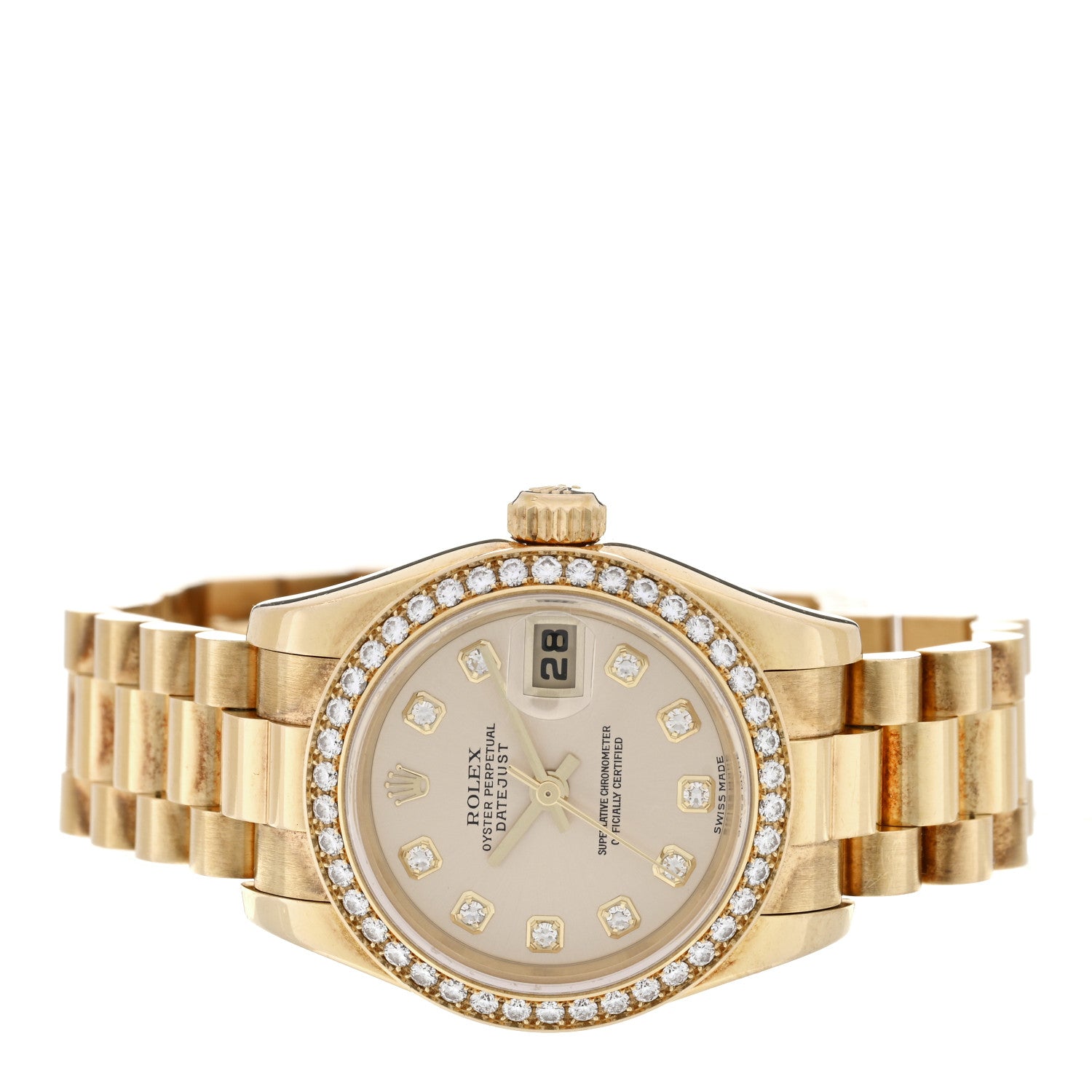 Rolex 18K Yellow Gold Diamond Bezel 26mm Datejust President Watch Champagne 179138 2 of 5