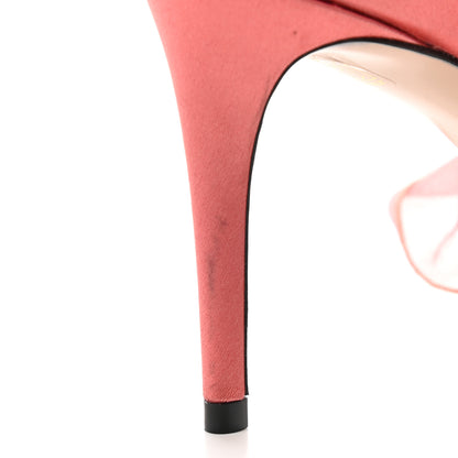 Gucci Tulle Ruffle Mid Heel Slingback Sandals 37 Peach White 9 of 12