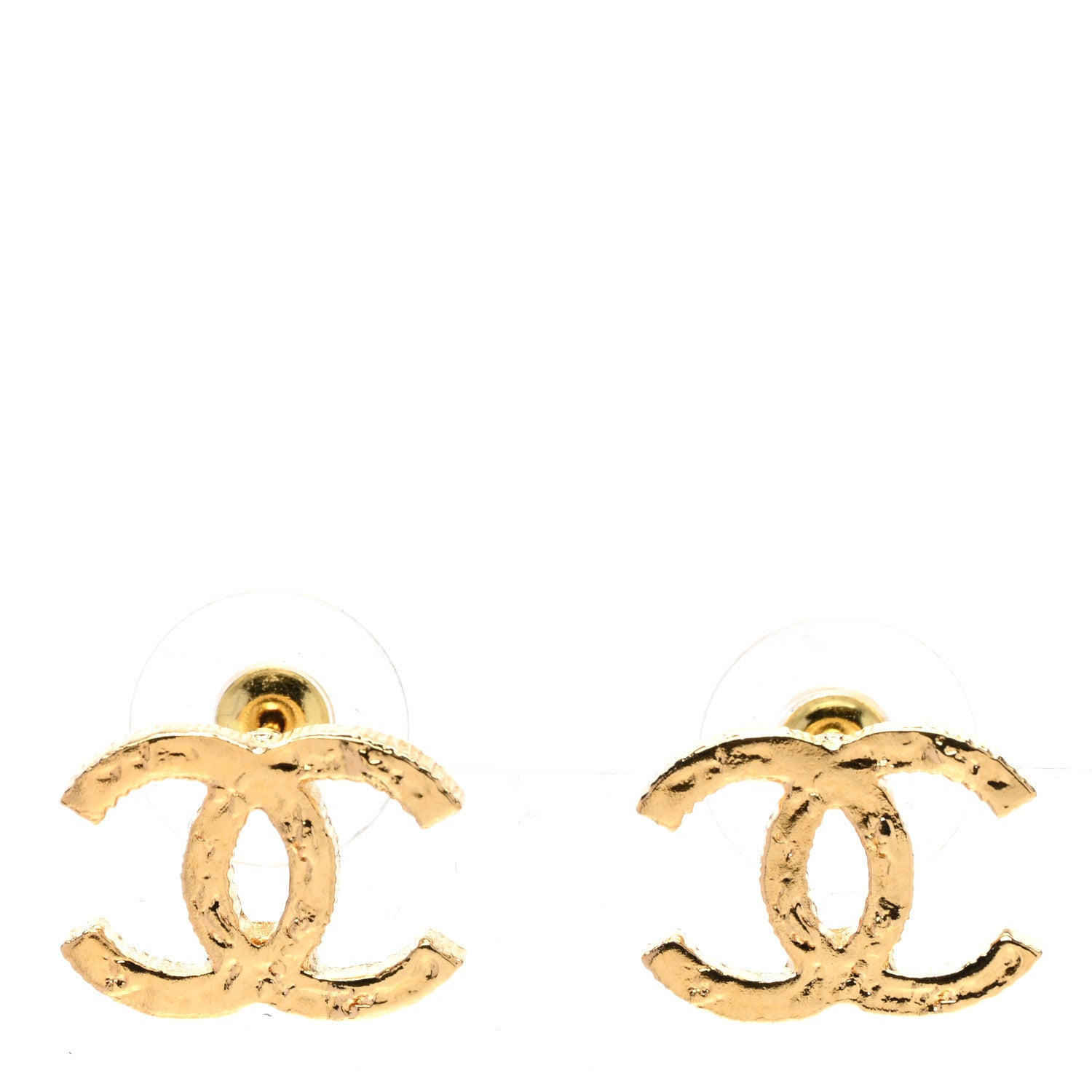 Chanel Metal Textured CC Earrings Gold 1 of 5