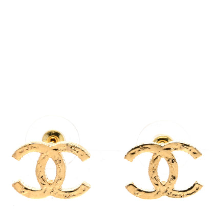 Chanel Metal Textured CC Earrings Gold 1 of 5