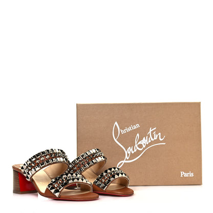 Christian Louboutin Calfskin Studded Tina Goes Mad 55 Slide Sandals 37 Cuoio 11 of 11