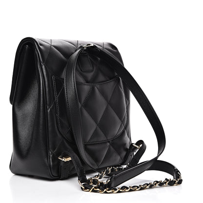Chanel Lambskin Quilted Chain Backpack Black 2 of 11