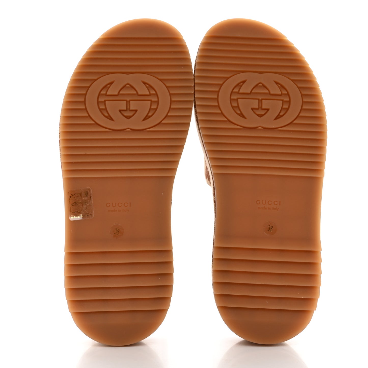 Canvas GG Monogram Angelina Platform Slide Sandals 38 Beige Ruggine
