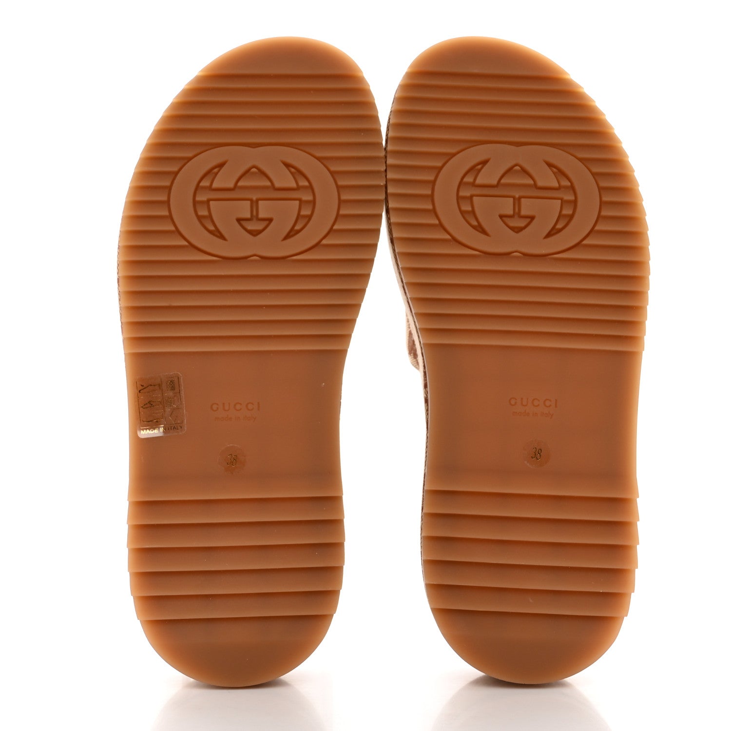 Gucci Canvas GG Monogram Angelina Platform Slide Sandals 38 Beige Ruggine 5 of 9