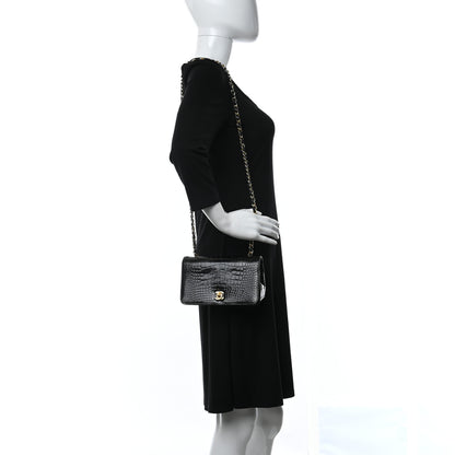 Chanel Shiny Crocodile Evening Flap Black 2 of 11