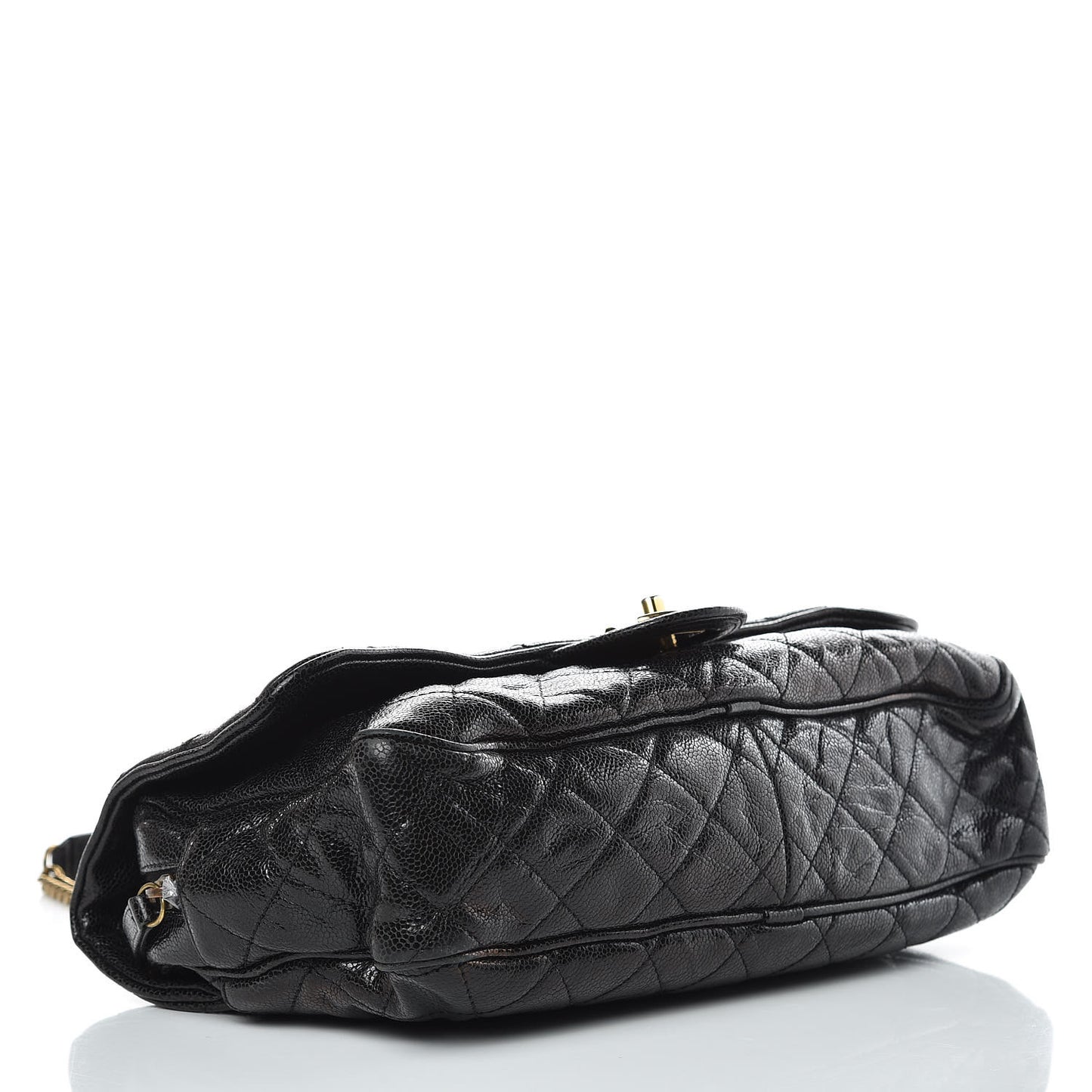 Crumpled Grained Calfskin Quilted Large Shiva Flap Black