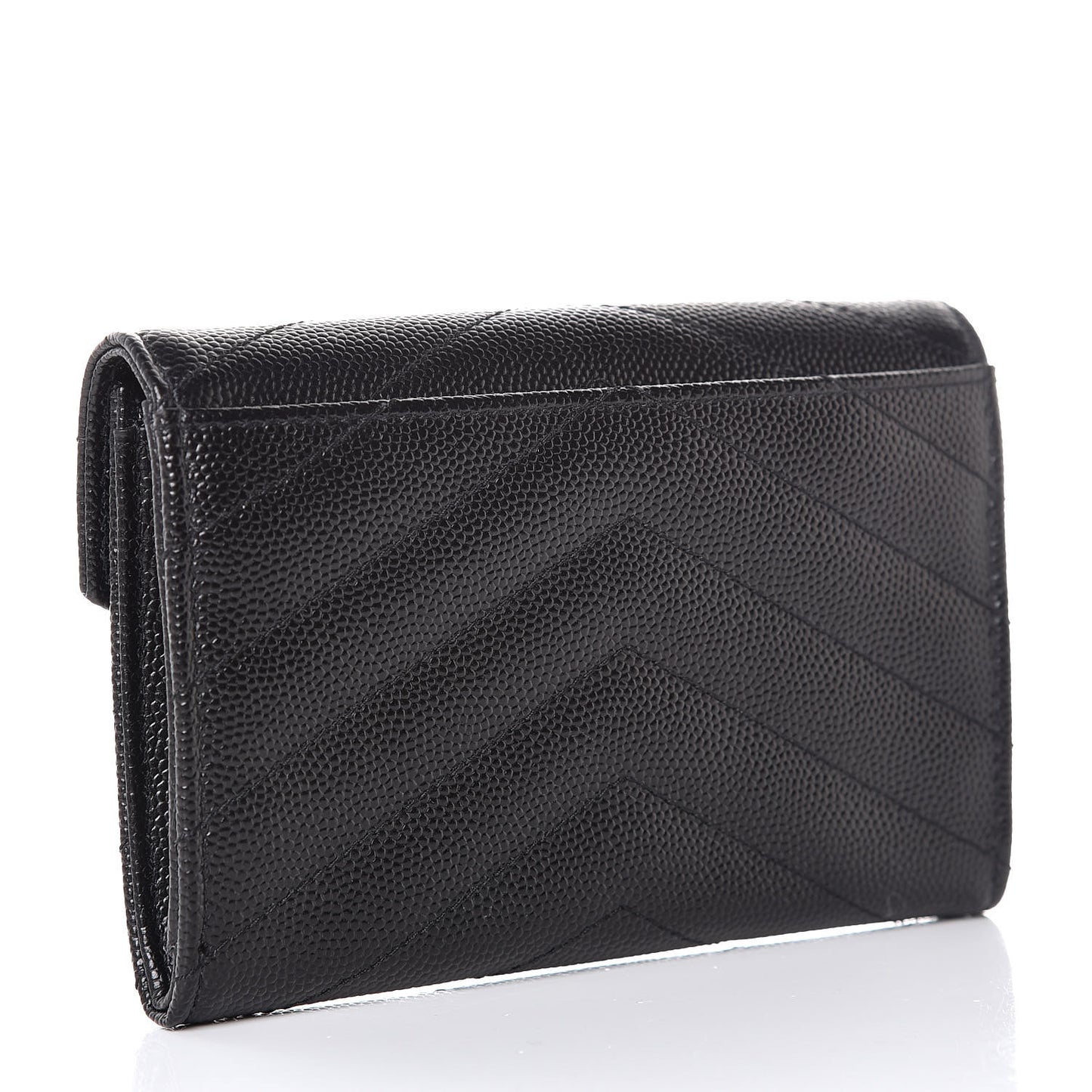 Grain De Poudre Matelasse Chevron Small Monogram Envelope Wallet Black