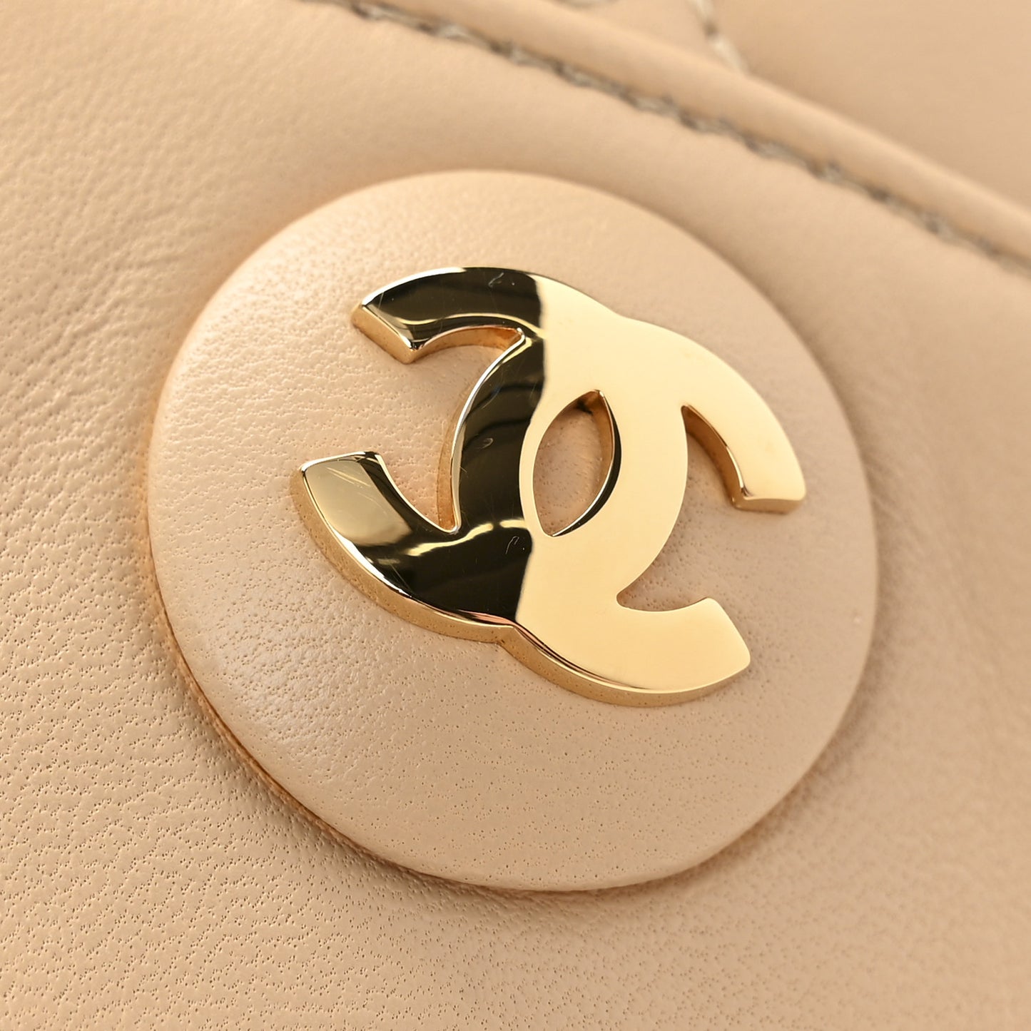 Lambskin Quilted CC Ballerina Flats 40 Light Beige