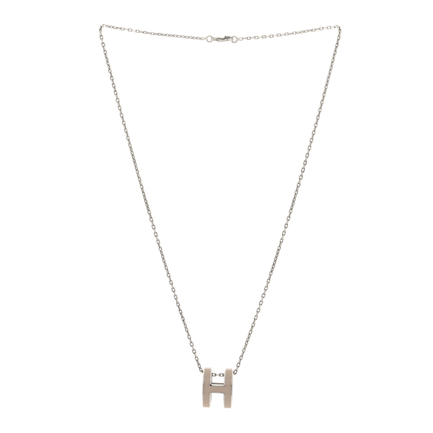 Hermes Lacquered Palladium Pop H Pendant Necklace Marron Glace 3 of 6