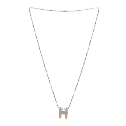 Hermes Lacquered Palladium Pop H Pendant Necklace Marron Glace 3 of 6