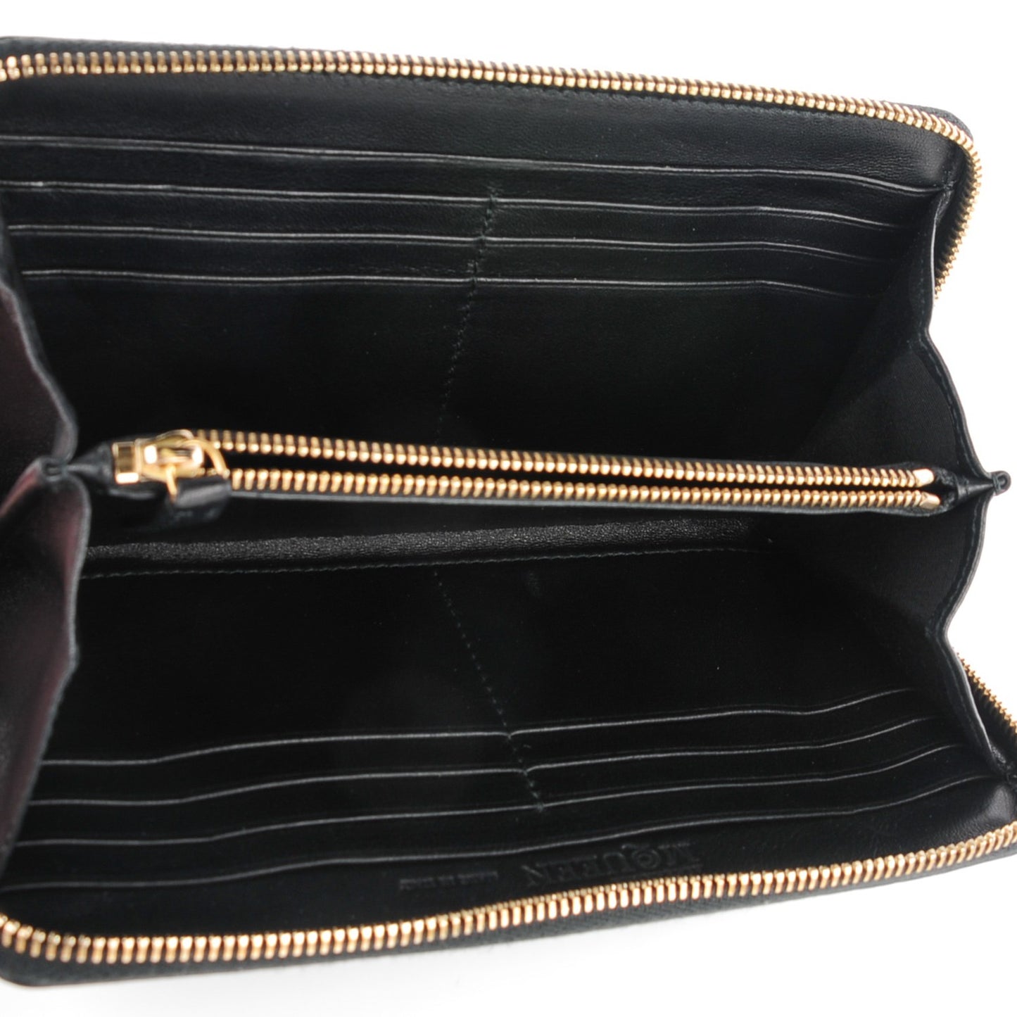 Pebbled Calfskin Skull Continental Zip Wallet Black