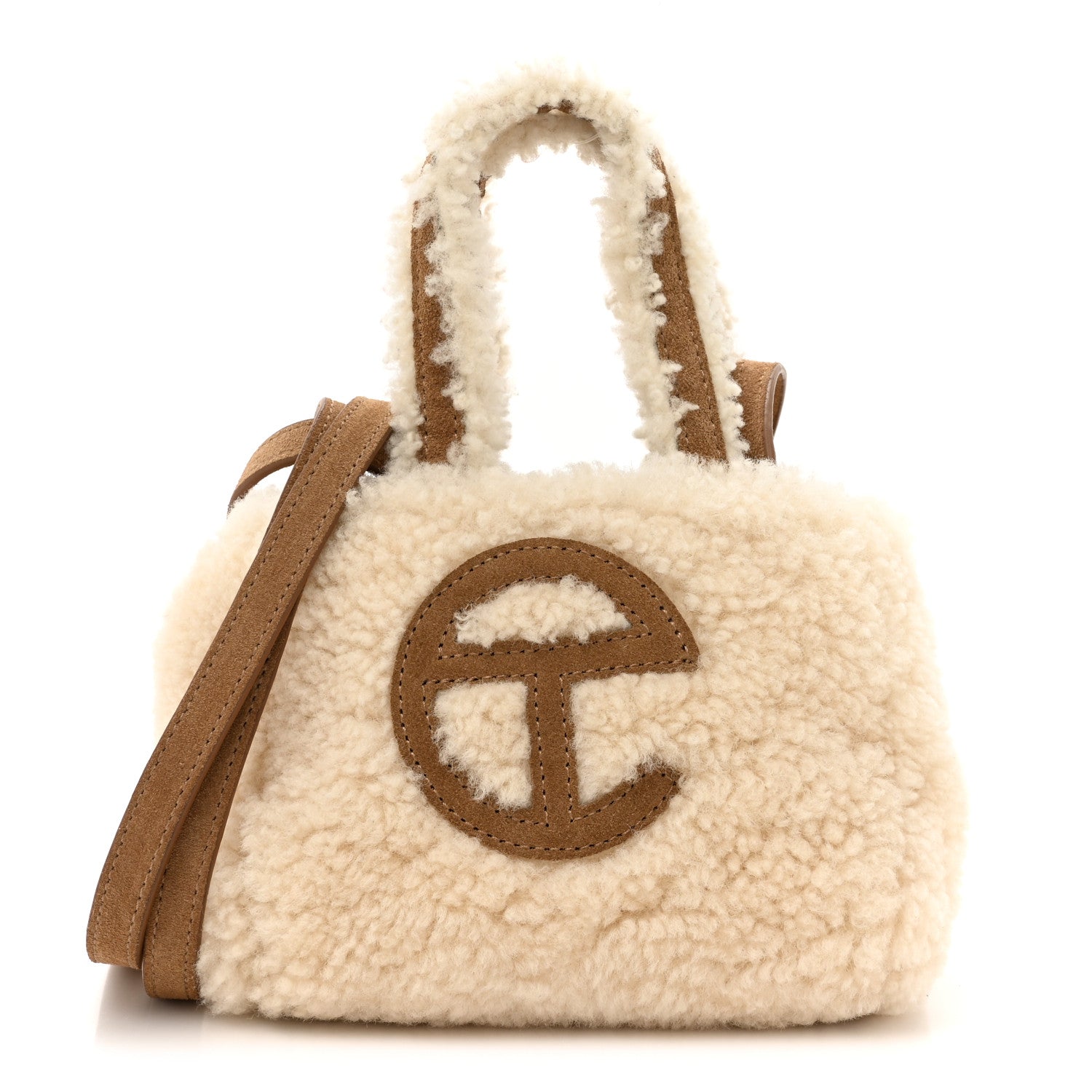 Telfar X UGG Suede Shearling Reverse Small Shopping Bag Natural 1 of 10