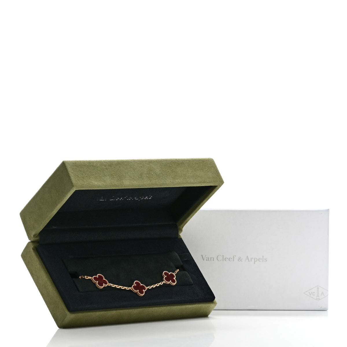 18K Yellow Gold Pink Enamel 5 Motifs Vintage Alhambra Bracelet