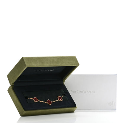 Van Cleef & Arpels 18K Yellow Gold Pink Enamel 5 Motifs Vintage Alhambra Bracelet 5 of 5