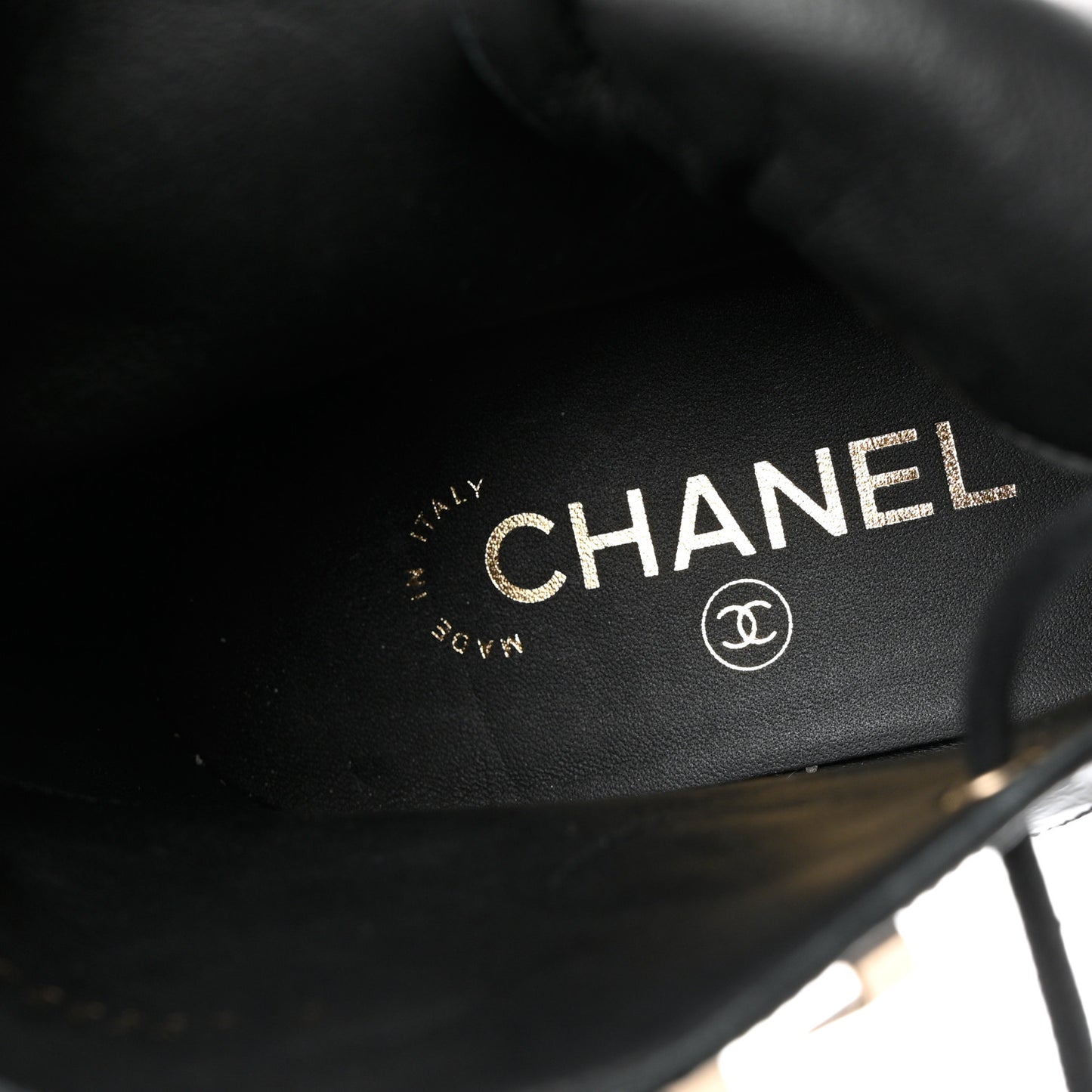 Crumpled Lambskin Shiny Calfskin Combat Boots 38.5 Black