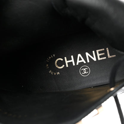 Chanel Crumpled Lambskin Shiny Calfskin Combat Boots 38.5 Black 7 of 8