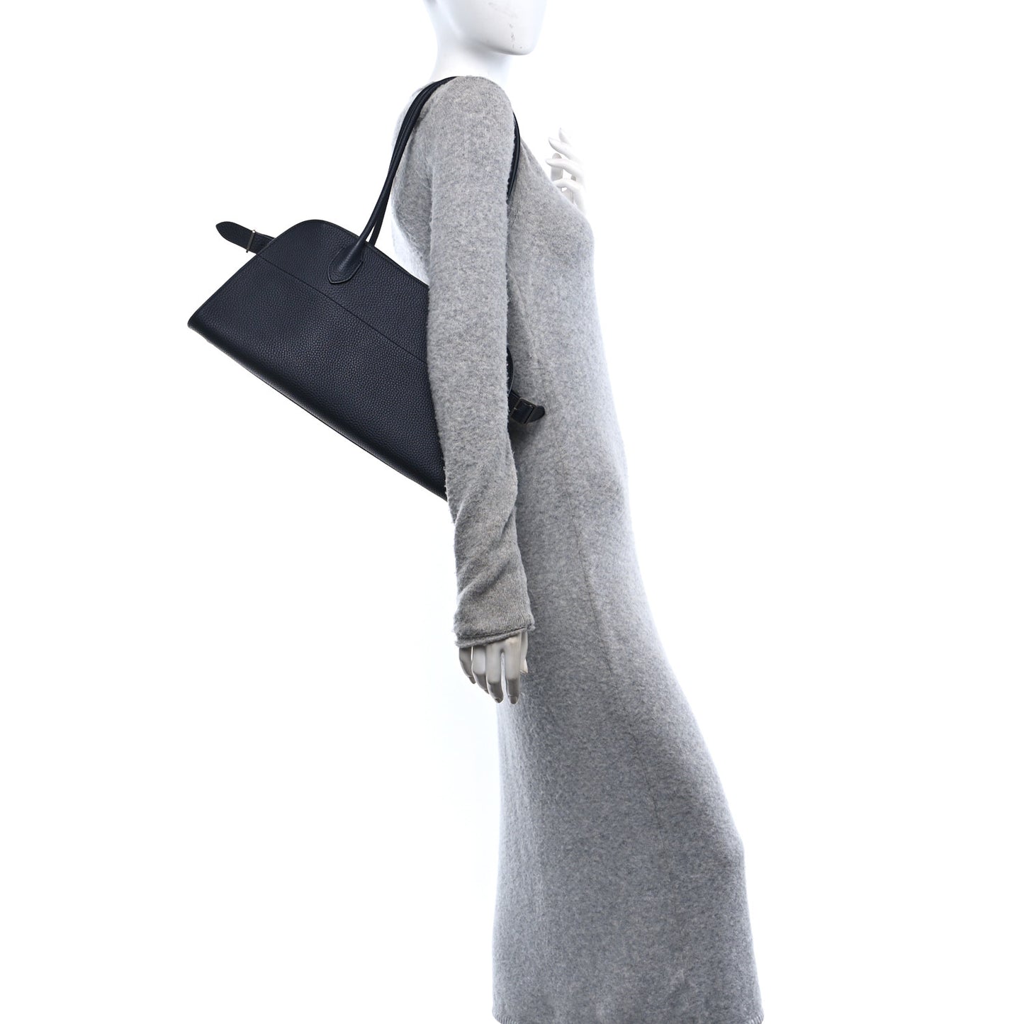 Grained Calfskin Margaux Shoulder 12 Dark Navy