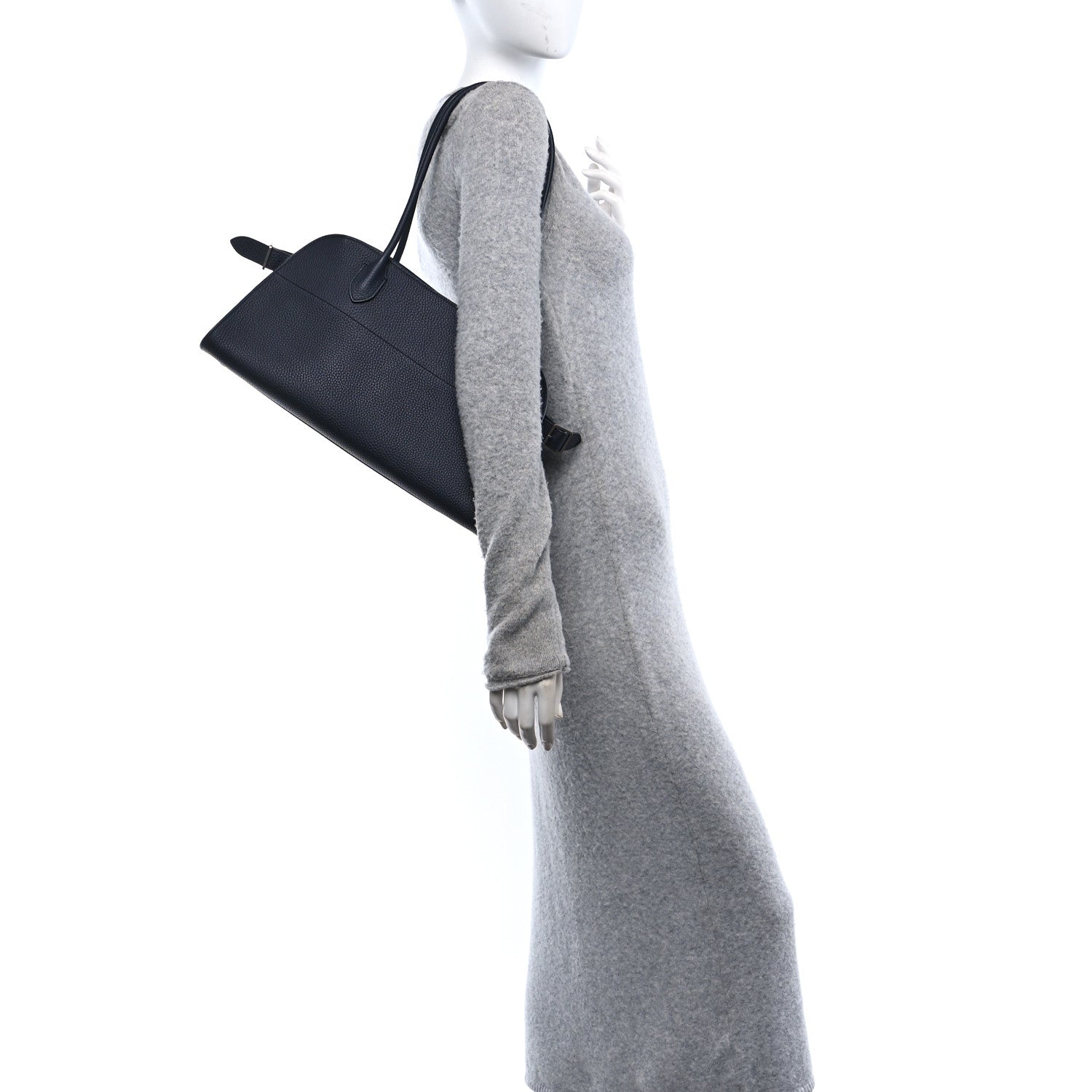 The Row Grained Calfskin Margaux Shoulder 12 Dark Navy 3 of 17