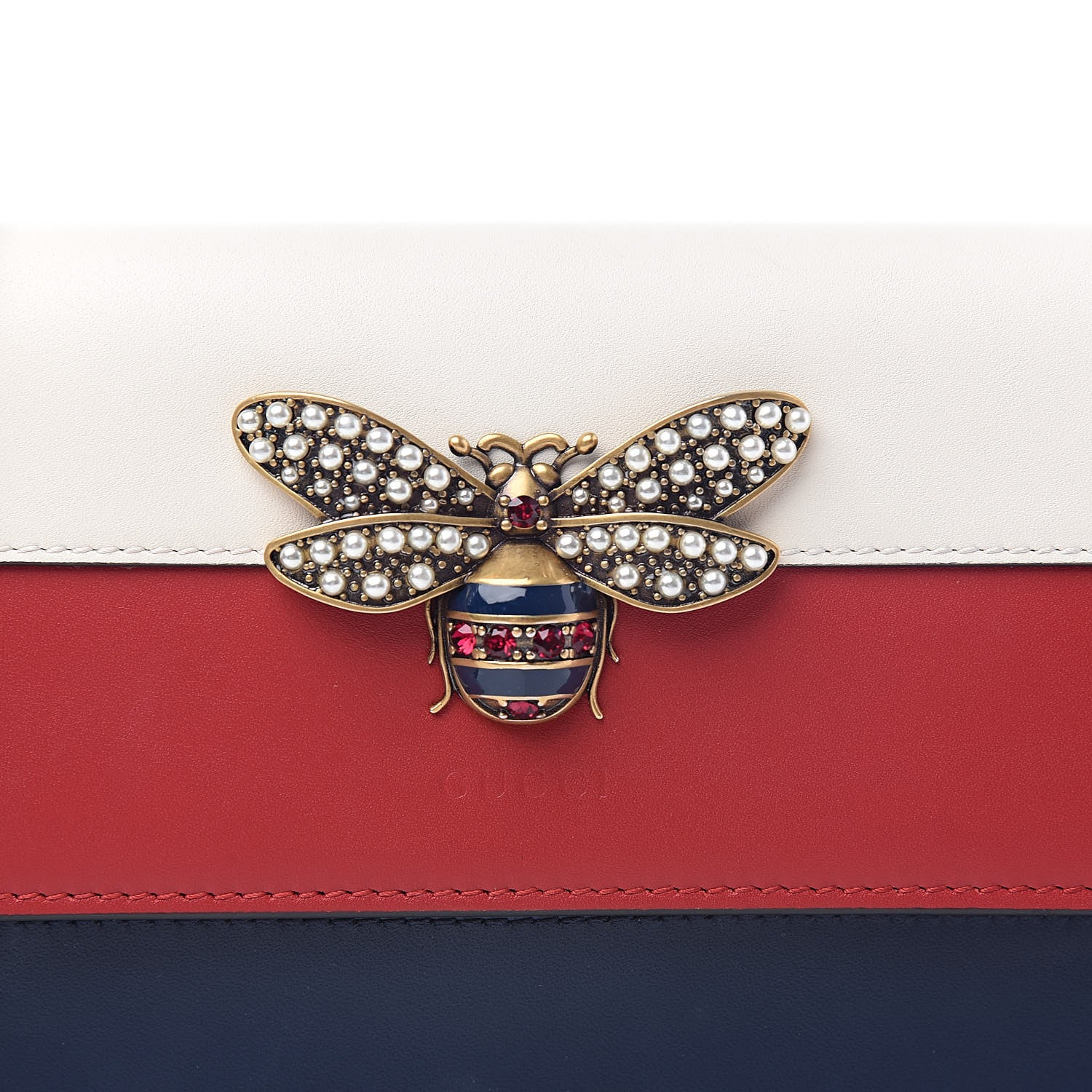 Gucci Calfskin Queen Margaret Chain Wallet Blue Agata Hibiscus Red Mystic White 10 of 10
