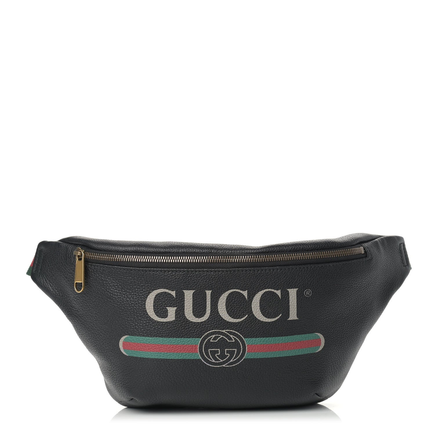 Gucci Grained Calfskin Logo Belt Bag Black 1 of 9