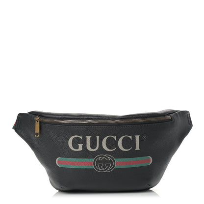 Gucci Grained Calfskin Logo Belt Bag Black 1 of 9