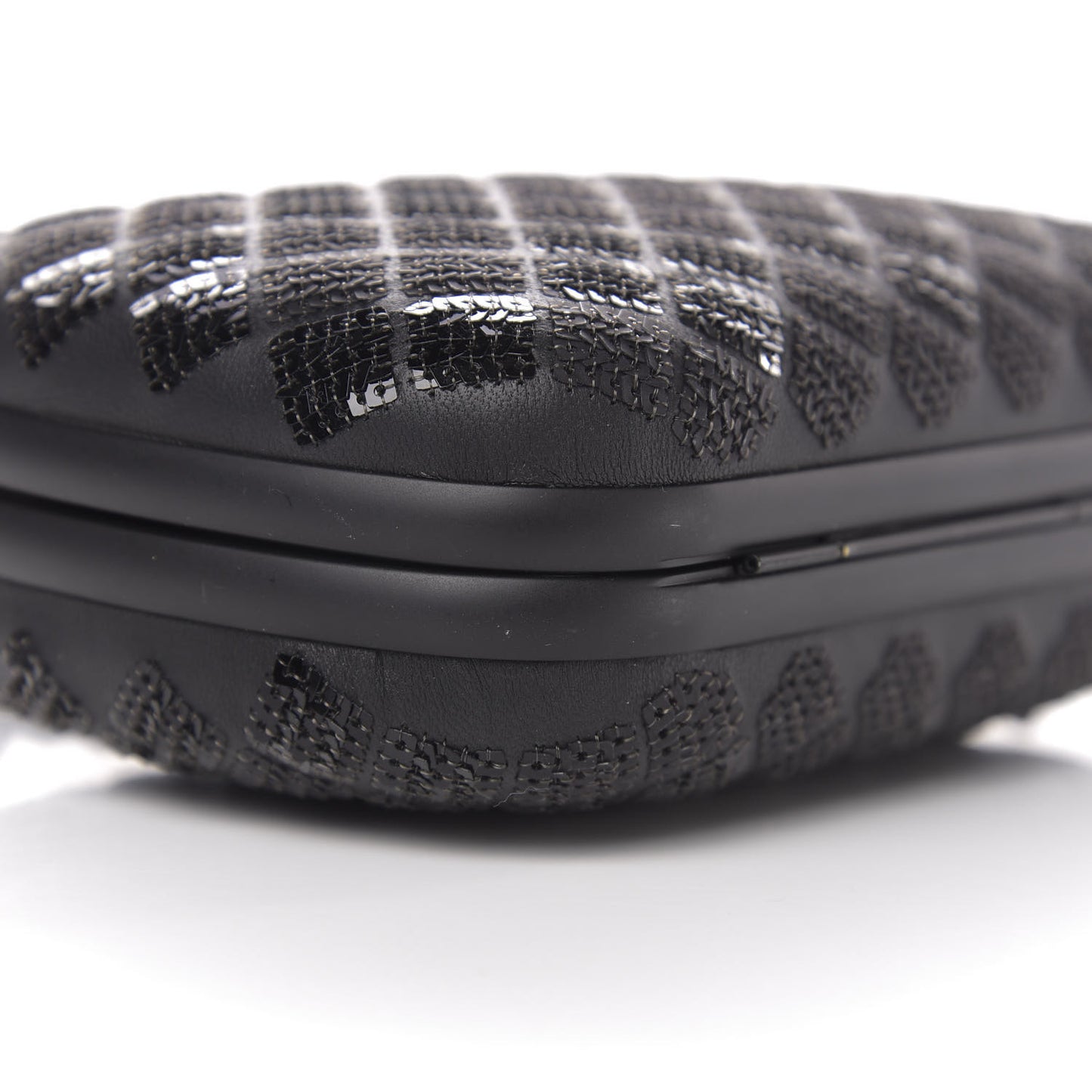 Sequin Paillettes Tartan Chain Knot Clutch Black