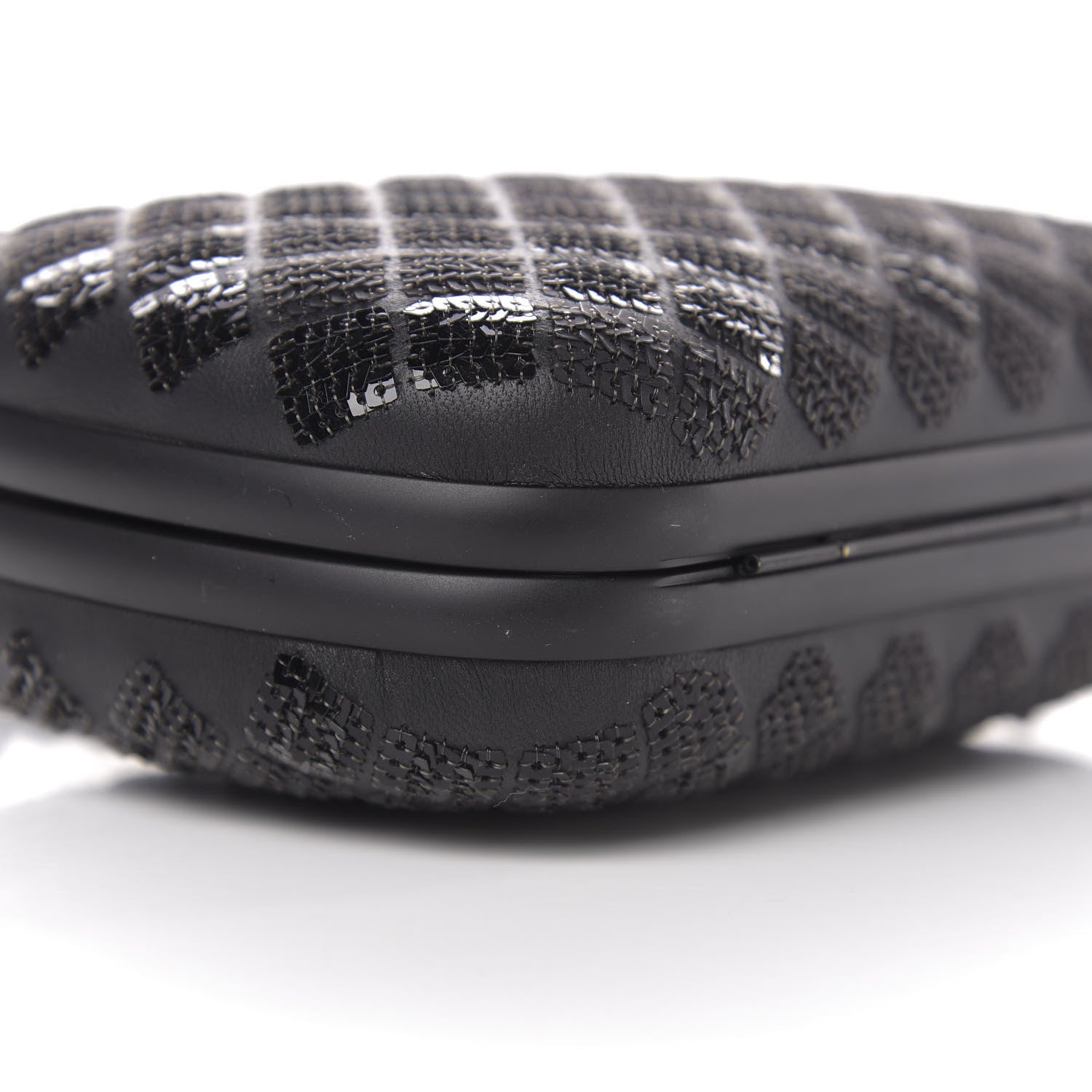 Bottega Veneta Sequin Paillettes Tartan Chain Knot Clutch Black 6 of 8