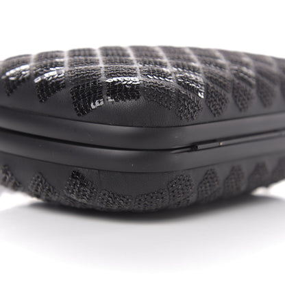 Bottega Veneta Sequin Paillettes Tartan Chain Knot Clutch Black 6 of 8