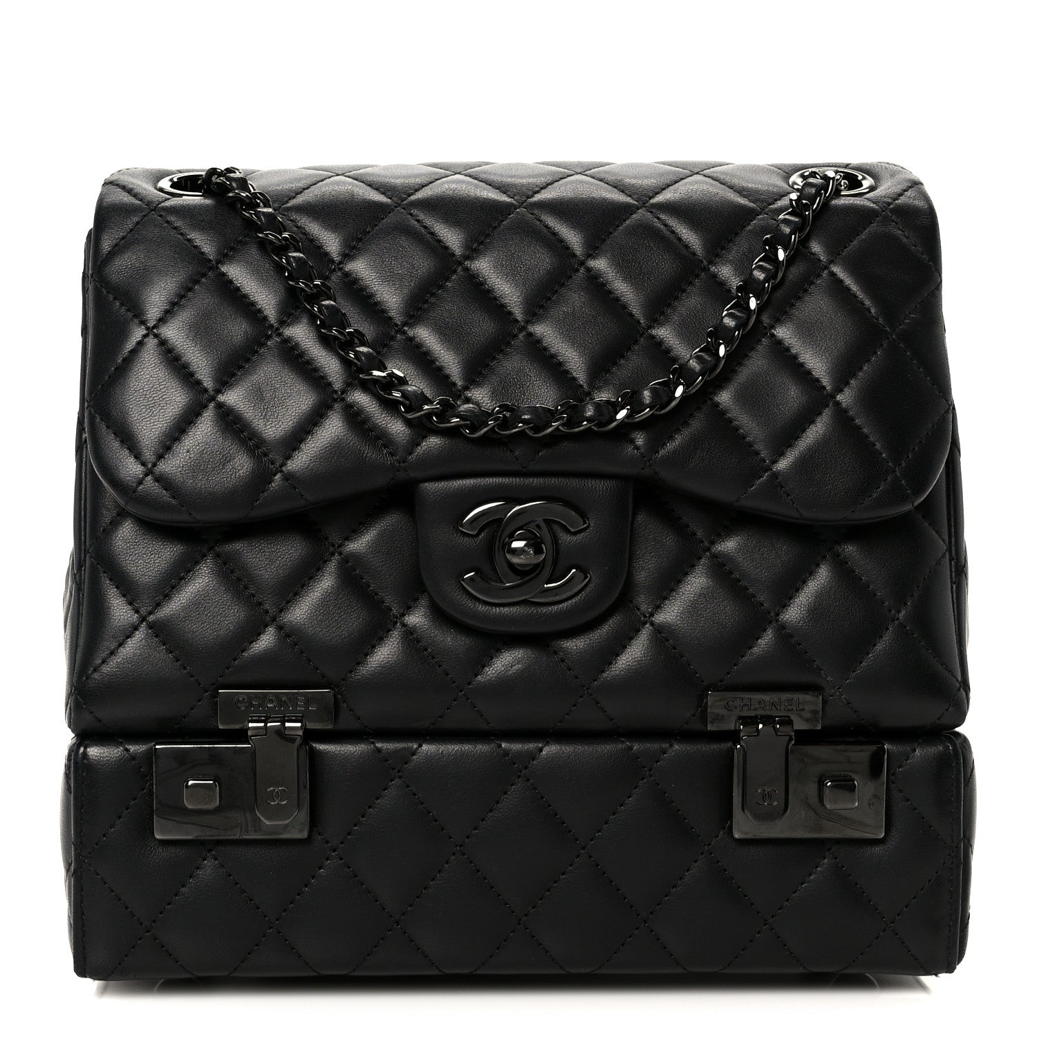 Chanel Lambskin Quilted Cockpit Flap Bag Black 1 of 12