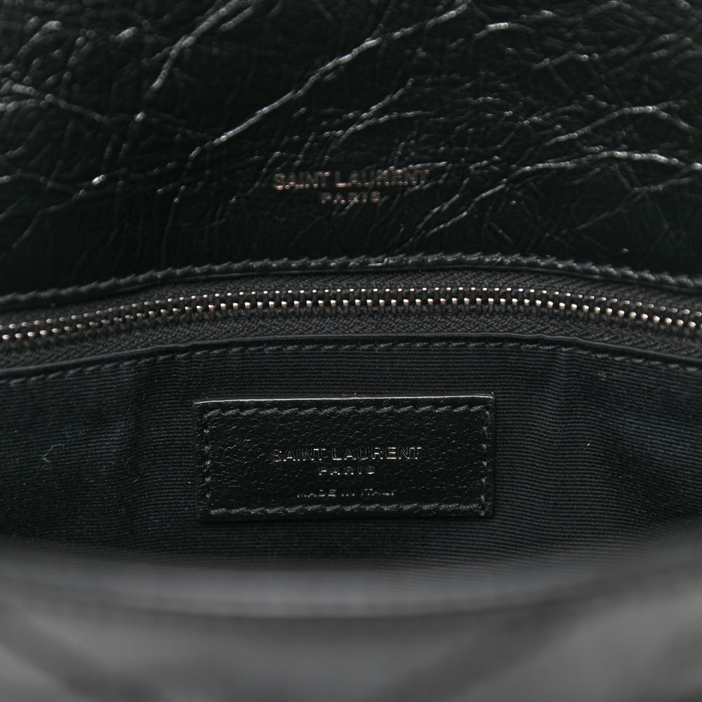 Crinkled Calfskin Matelasse Monogram Medium Niki Chain Satchel Black