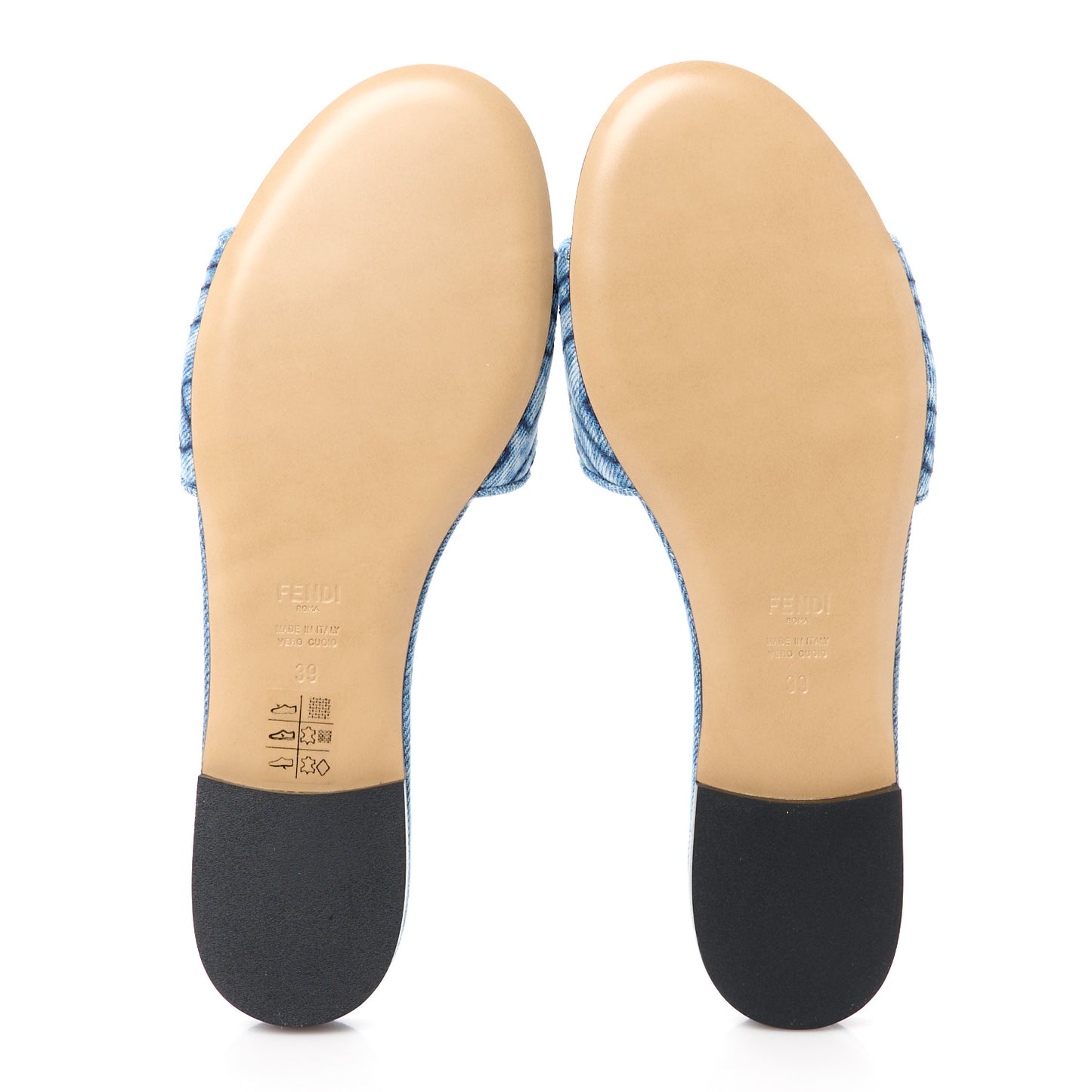 Denim Print Logo Flat Slide Sandals 39 Navy Blue