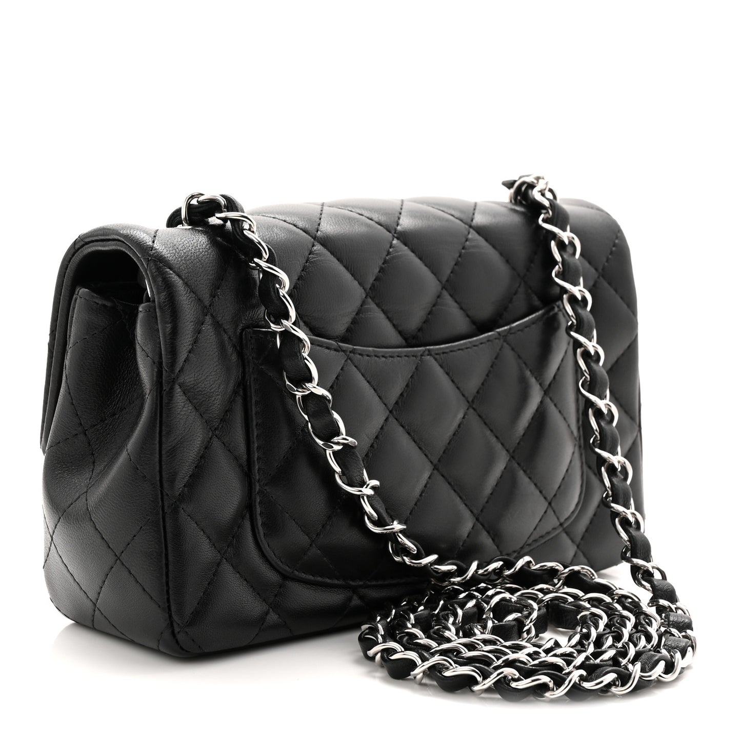 Lambskin Quilted Mini Rectangular Flap Black